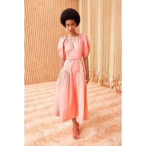 Ulla Johnson Carina Peony Pink Cotton Poplin Midi Dress NWT 00